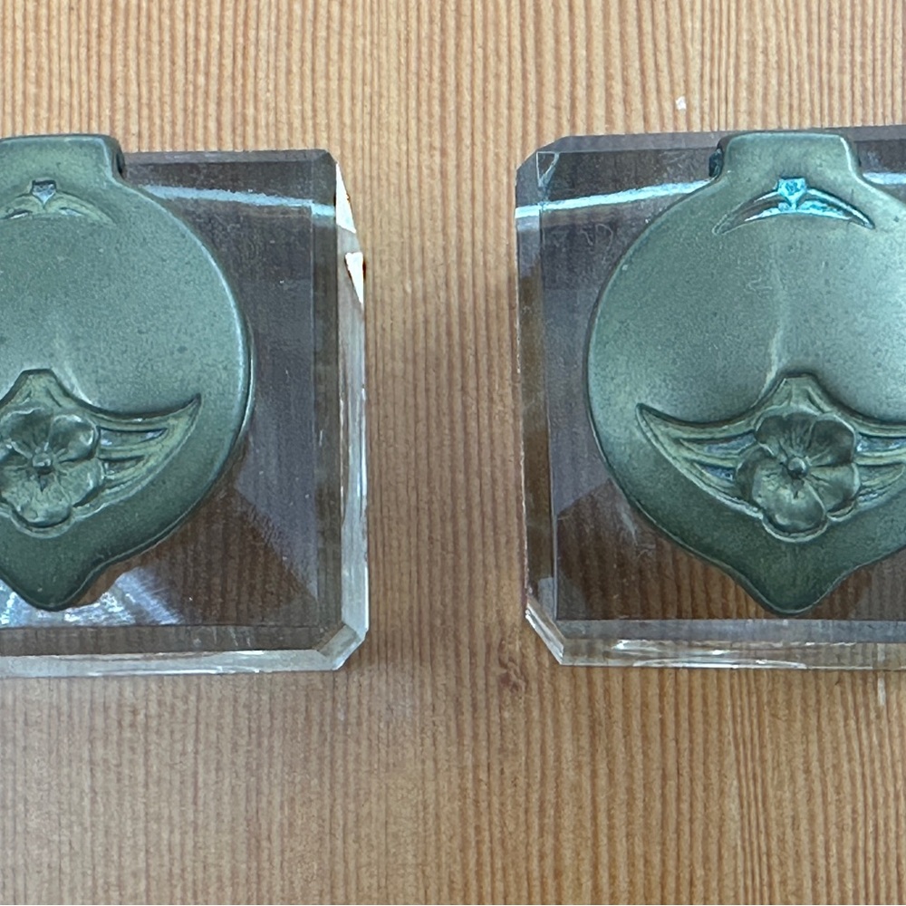 Antique Brass and Glass Inkwell Set - Picture 8 of 8